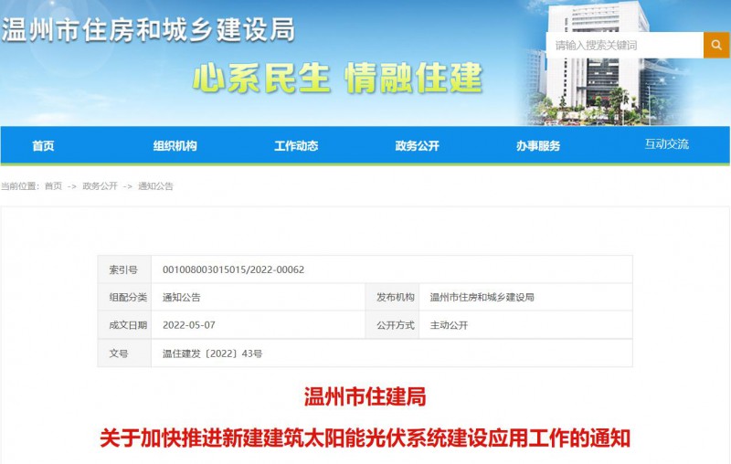 浙江溫州：政府、國(guó)企投資建筑光伏占比不低于12%，其他公共建筑不低于10%！