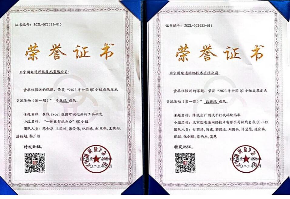 國網(wǎng)信通產業(yè)集團國電通兩項QC成果分獲2023年全國QC小組成果二、三等獎