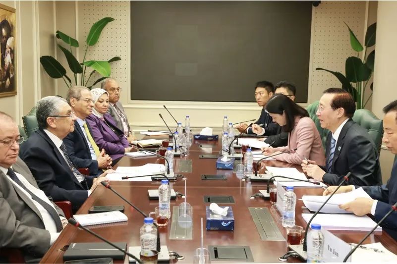 國家電網(wǎng)董事長辛保安與埃及電力部部長沙赫爾、中國駐埃及大使廖力強會談