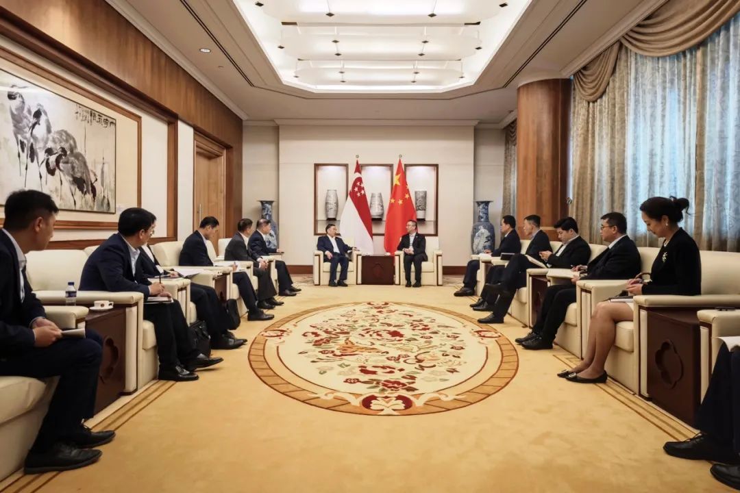 中國能建黨委書記、董事長宋海良與中國駐新加坡大使館臨時代辦朱憬會談